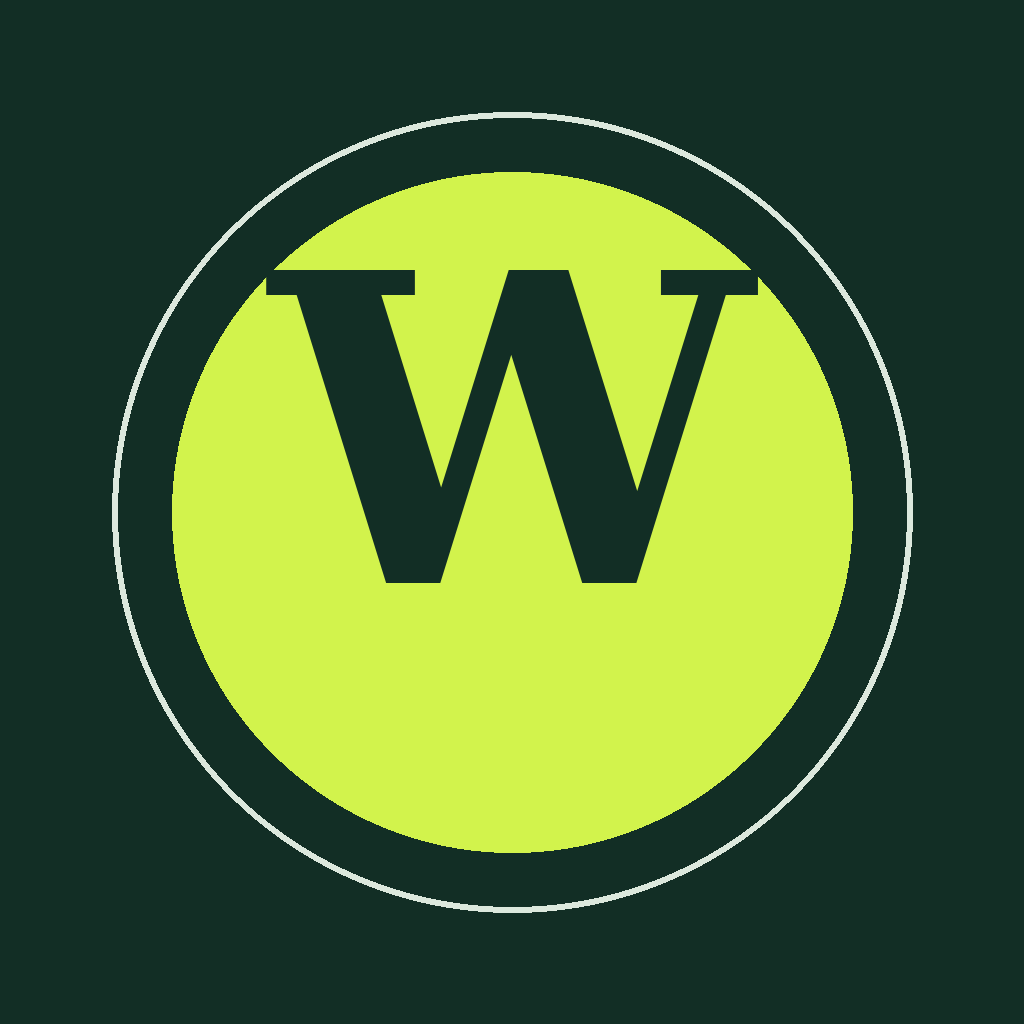 WiseToolHub logo — a serif W in a lime circle